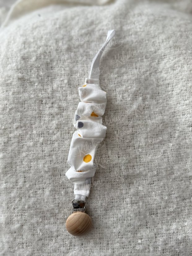 Klip na dudlík - šitý - Výběr látky: Růžová - mušelín