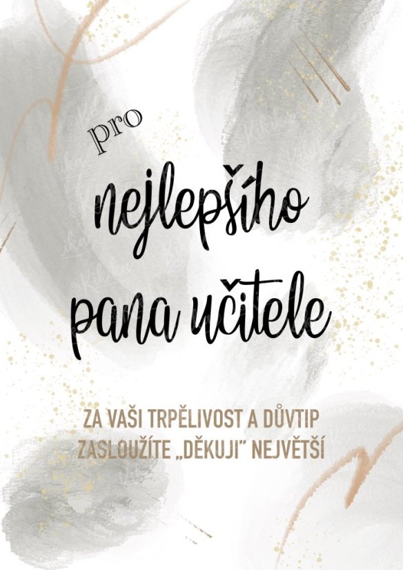 Plakát s nápisem „Pro nejlepšího učitele“ v šedé barvě – elegantní dekorace pro pana učitele | KIKIKA