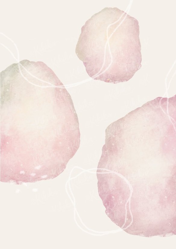 Minimalistický akvarelový plakát se třemi růžovými skvrnami – přírodní motiv do obývacího pokoje od KIKIKA