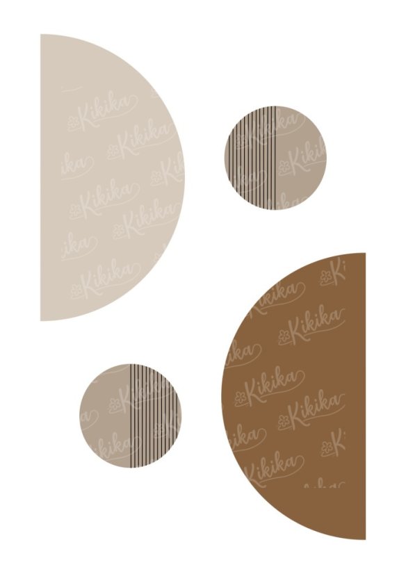 Minimalistický plakát s půlkruhy v teplé hnědé barvě v boho stylu | KIKIKA