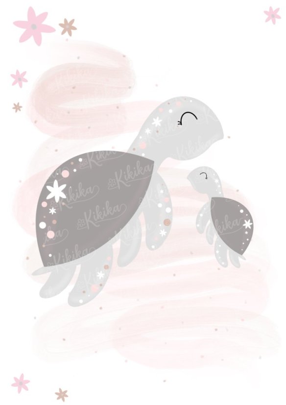 Plakát s ilustrací želvy v růžových tónech. | KIKIKA