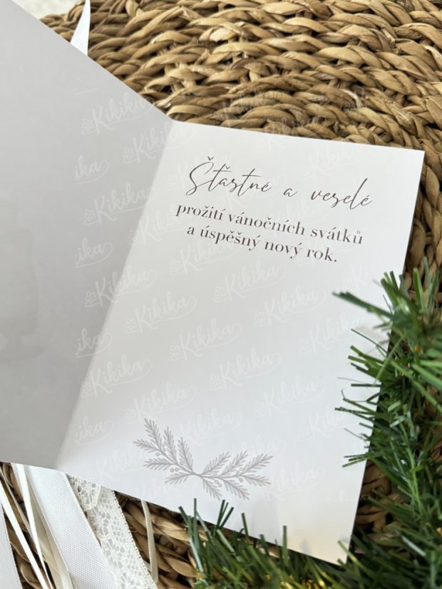 Vánoční přání - Hnědá přírodní - Motiv přáníčka: Stromeček