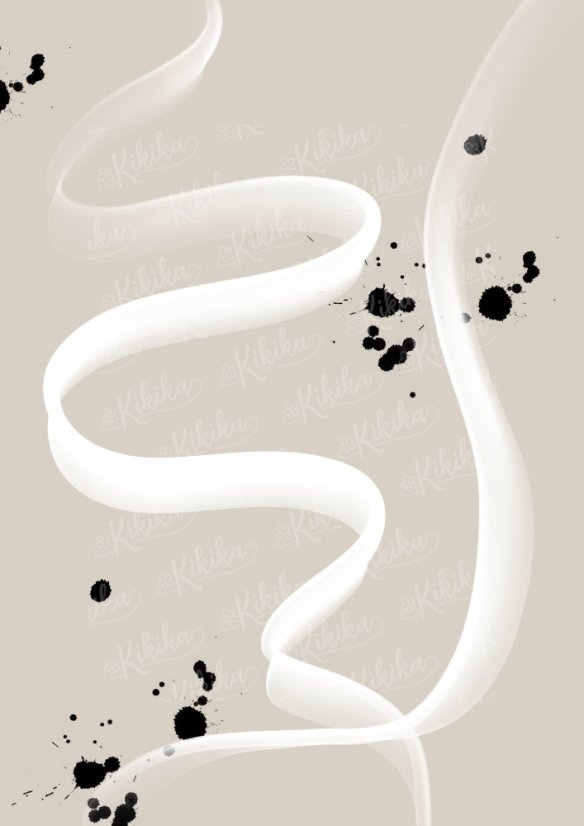 Abstraktní umění s kombinací béžových tahů štětce a černých skvrn – kolekce Tahy štětce | KIKIKA
