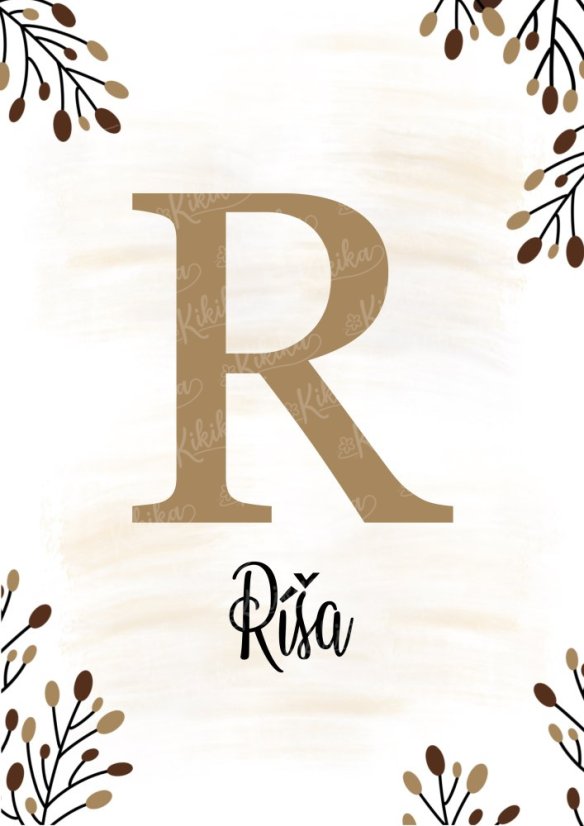 Personalizovaný lesní plakát se jménem chlapečka v přírodních tónech. | KIKIKA