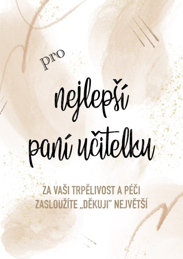 Plakát s nápisem „Pro nejlepší učitelku“ ve světle hnědé barvě – stylová dekorace do třídy | KIKIKA