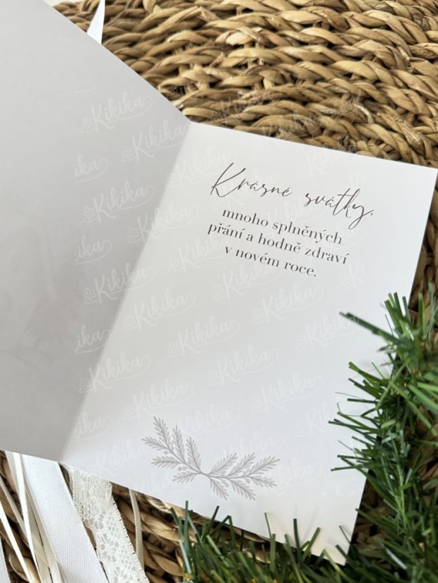 Vánoční přání - Hnědá přírodní - Motiv přáníčka: Stromeček