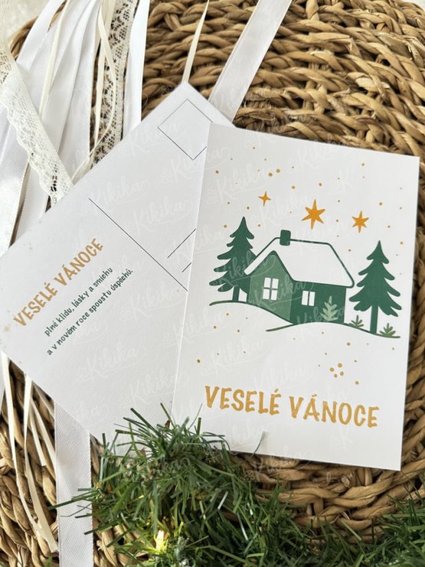 Pohlednice - Zlatozelená kolekce - Motiv pohlednice: Stromeček