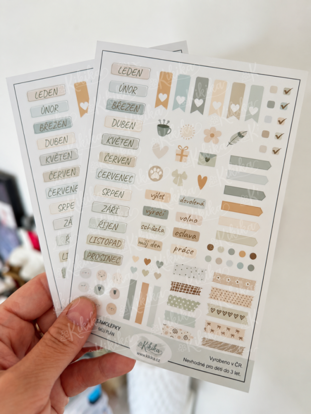 Zelené plánovací samolepky do diáře a bullet journalu Kikika