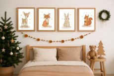 Dětské plakáty Zvířátka v zimě – vánoční plakáty v jemných tónech | Kikika
