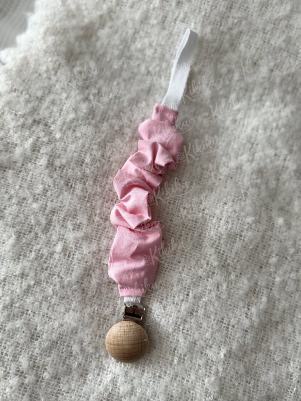 Klip na dudlík - šitý - Výběr látky: Růžová - mušelín