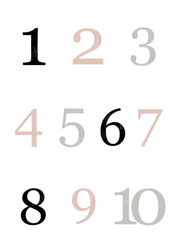 Plakát s čísly od 1 do 10 v přírodních růžových tónech. | KIKIKA
