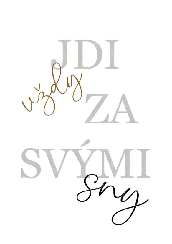 Plakát safari wild s nápisem „Jdi vždy za svými sny“ v hnědých tónech. | KIKIKA