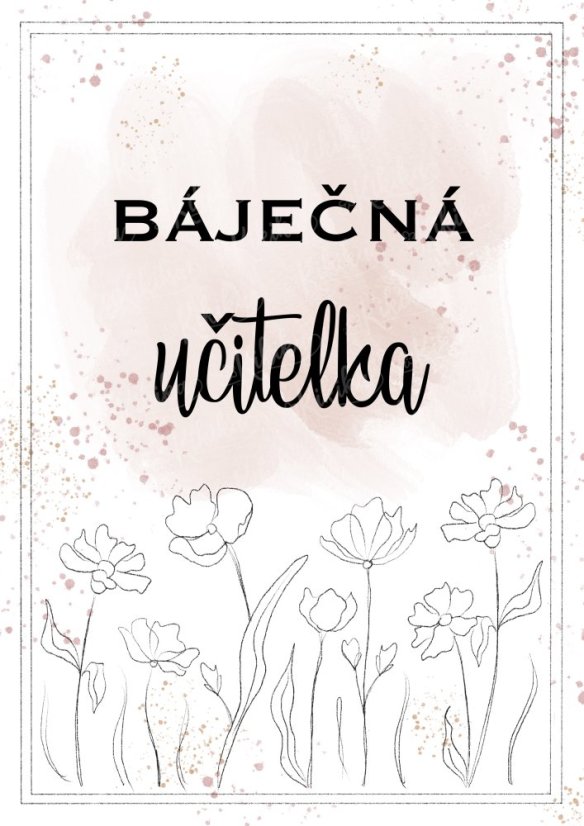 Detail plakátu s poděkováním pro učitele v růžové  barvě – elegantní písmo a přírodní motivy | KIKIKA