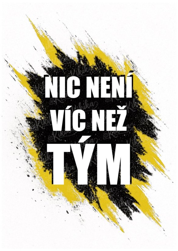 Plakát s hokejovým citátem o týmovém duchu – černožlutý motiv | Kikika