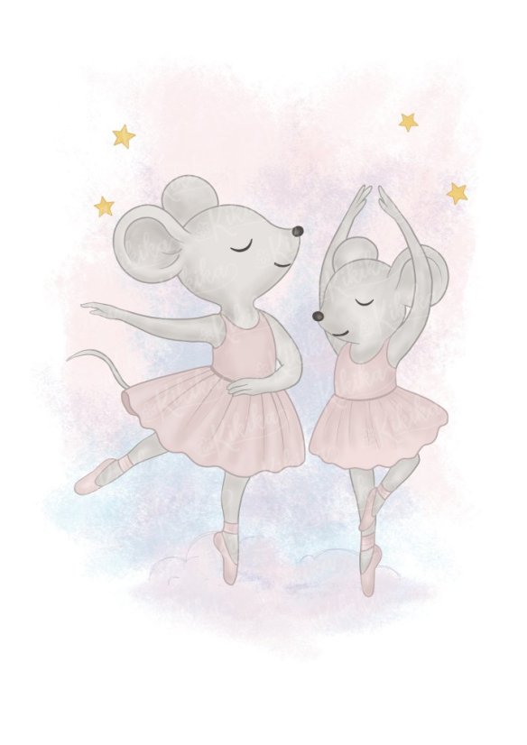 Kolekce dětských plakátů - Myšky tanečnice - Formát:: A3, Motiv:: Dvě tančící myšky
