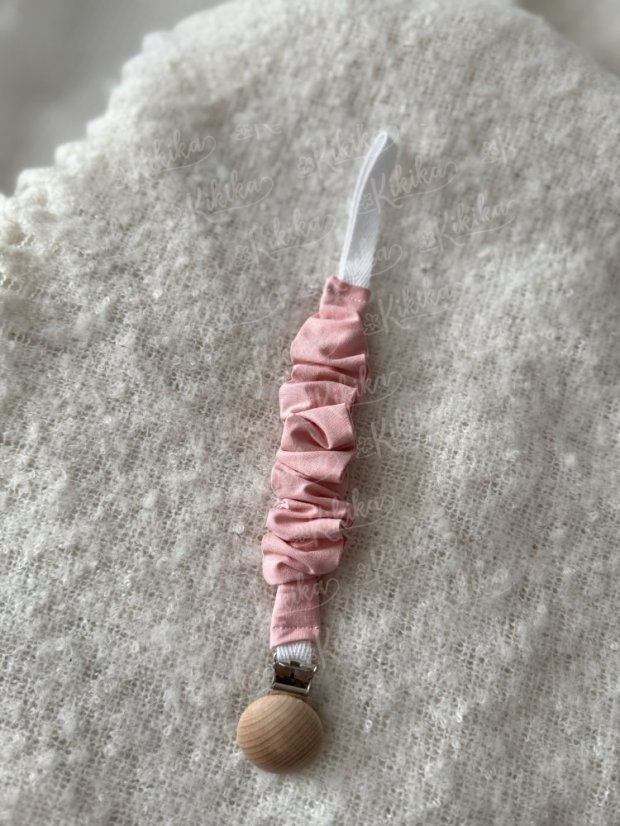 Klip na dudlík - šitý - Výběr látky: Růžová - mušelín