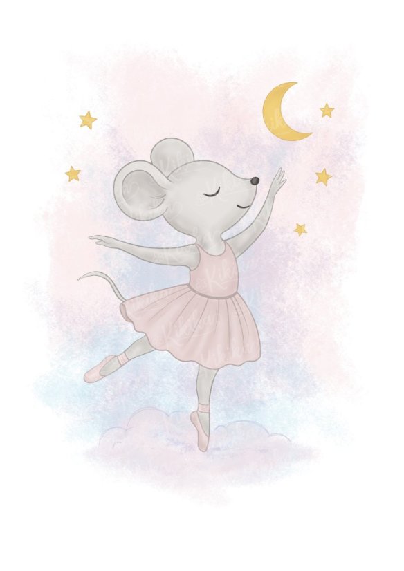 Baletka s měsíčkem – tancující myška natahující ruku k měsíci | KIKIKA