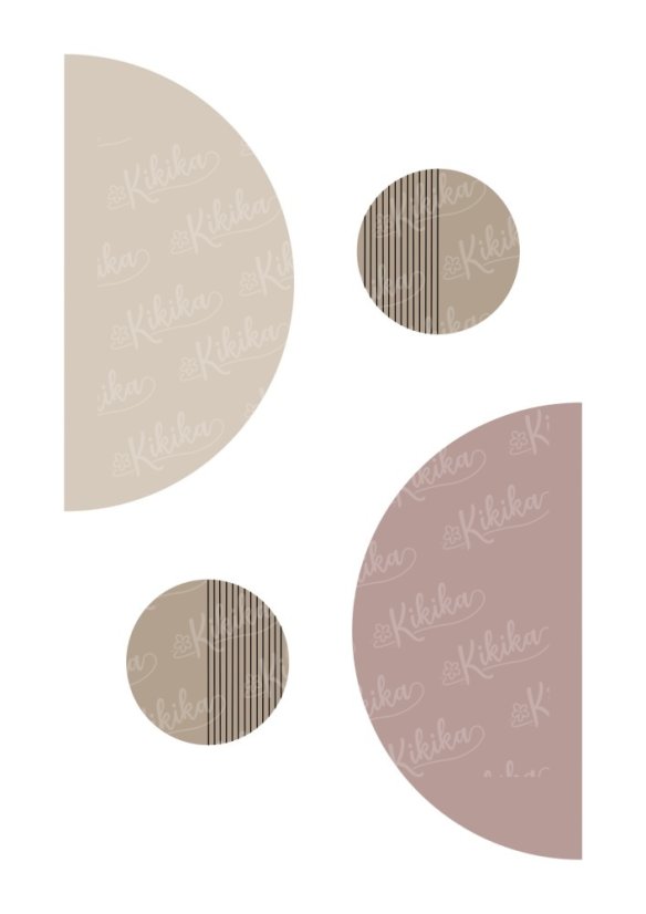 Minimalistický plakát s půlkruhy ve starorůžové barvě v boho stylu | KIKIKA