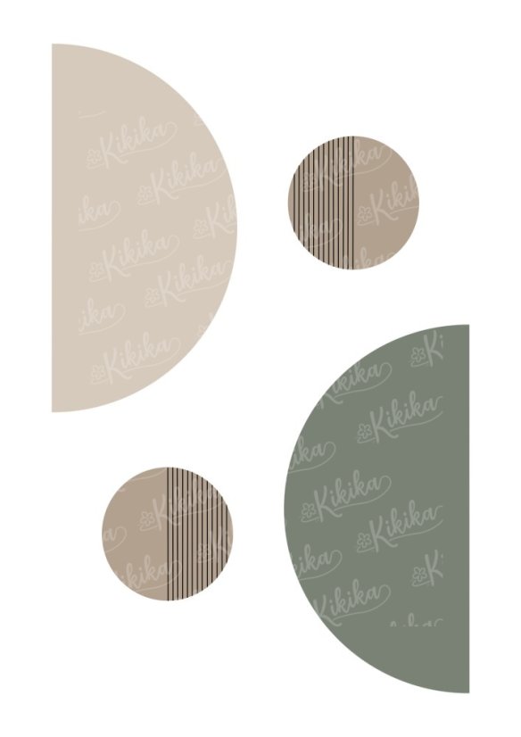 Minimalistický plakát s půlkruhy v zelené barvě v boho stylu | KIKIKA