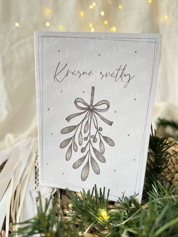 Vánoční přání - Hnědá přírodní - Motiv přáníčka: Stromeček