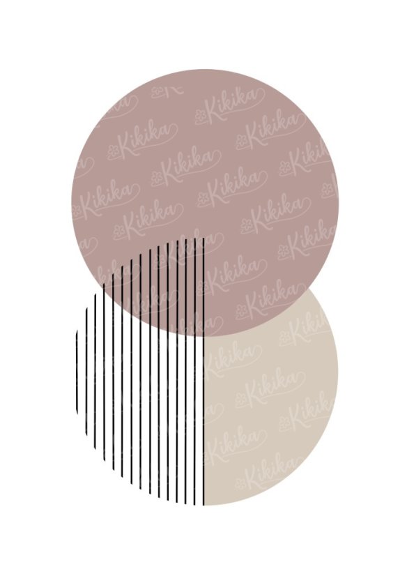 Minimalistický plakát se dvěma kruhy ve starorůžové barvě v boho stylu | KIKIKA