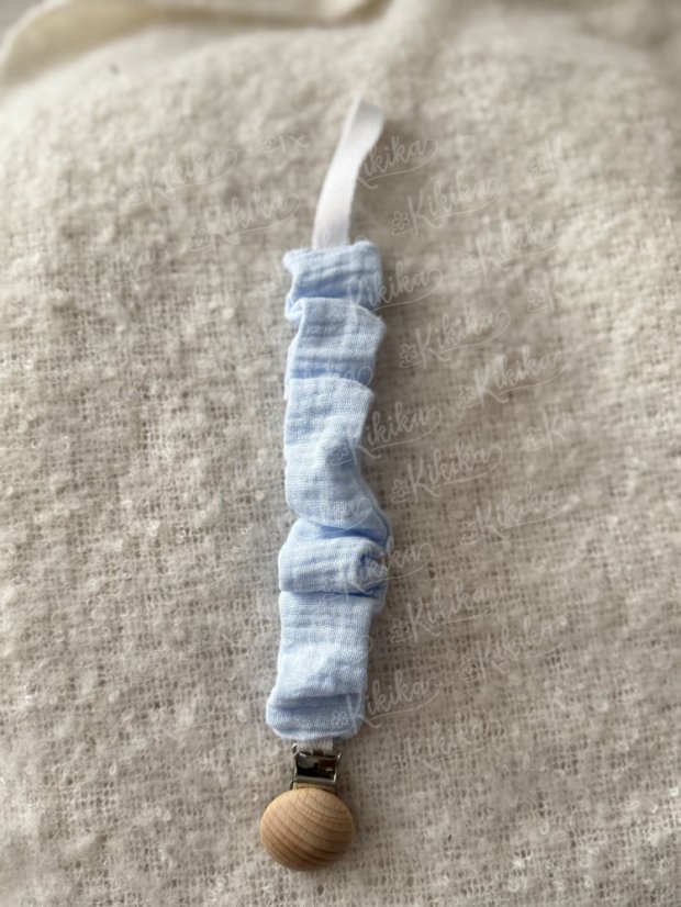 Klip na dudlík - šitý - Výběr látky: Růžová - mušelín