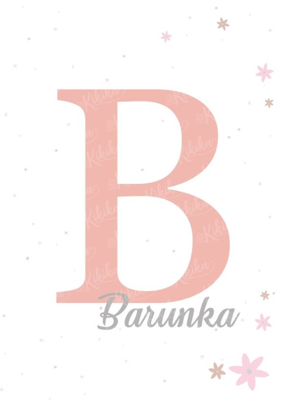 Personalizovaný mořský plakát se jménem dítěte v růžových tónech. | KIKIKA