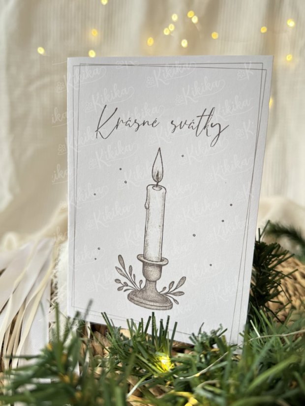 Vánoční přání - Hnědá přírodní - Motiv přáníčka: Stromeček