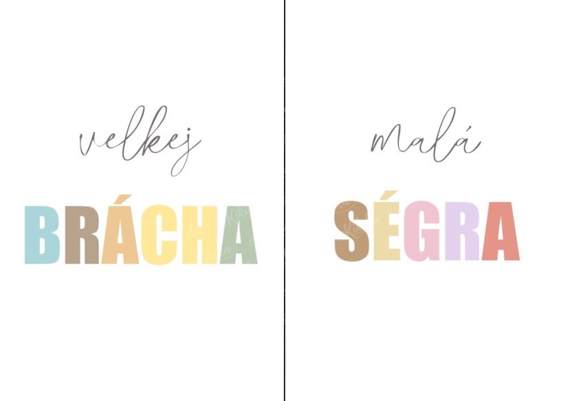 Set plakátů velkej brácha a malá ségra – barevná typografie | KIKIKA