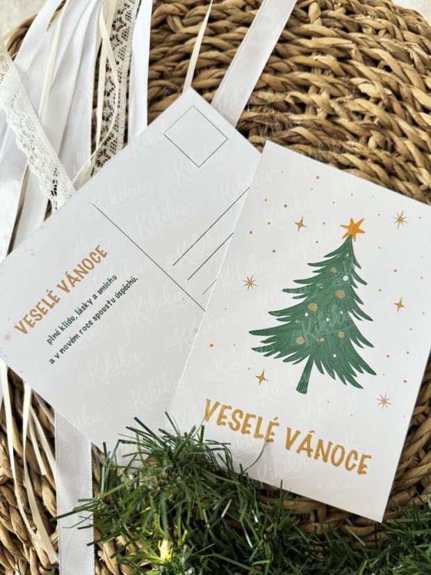 Pohlednice - Zlatozelená kolekce - Motiv pohlednice: Stromeček